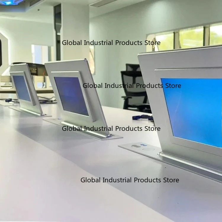 15.6 Inch Electric Motorized Lift Conference Desktop Hidden Stand with Electronic Nameplate for Desktop Computer