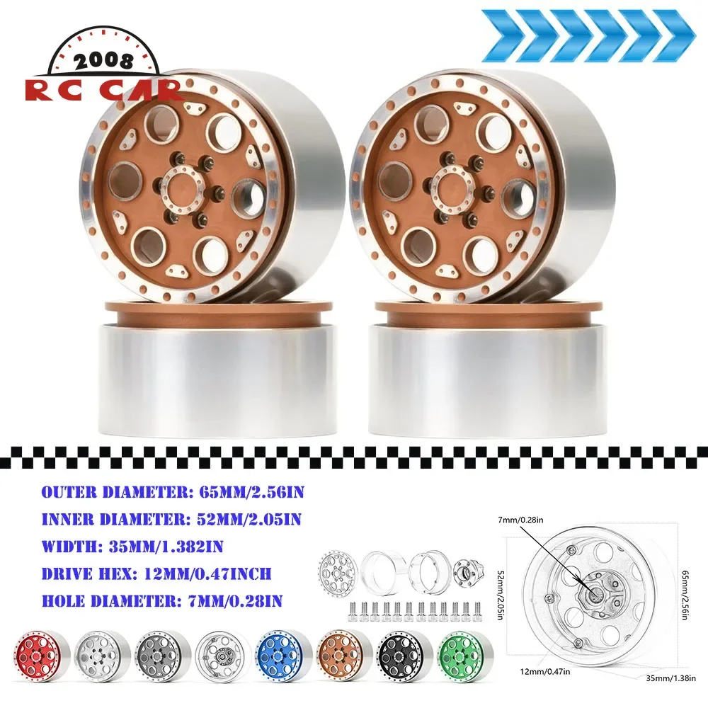 

2.2" Alloy 6 Holes Beadlock 12mm Hex Wheels Hub Rim For 1/10 RC Crawler Axial SCX10 SCX10 II 90046 90053 RR10 TRX-4 KM2 Yeti