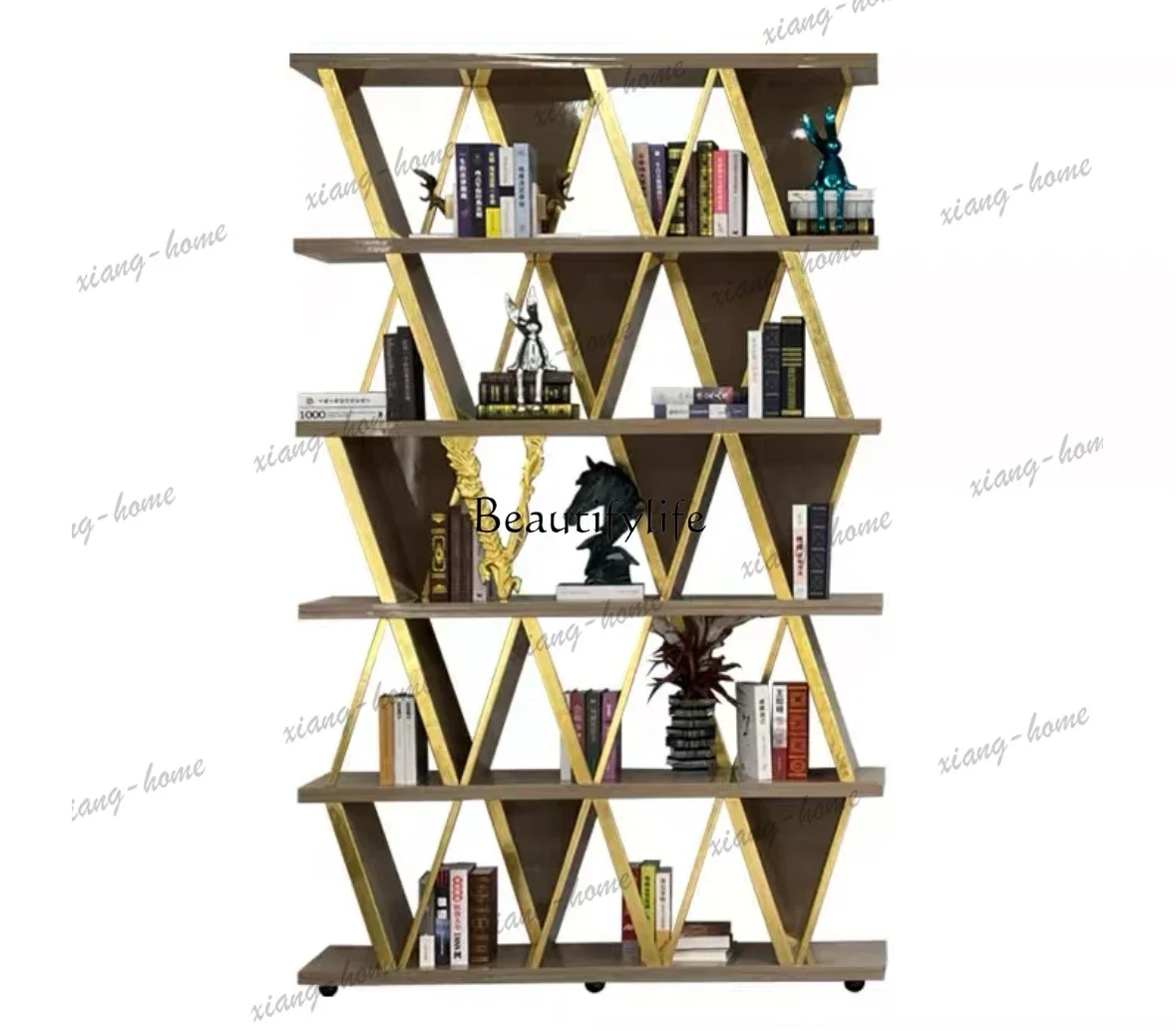 LD Light luxury creative bookshelf Italian designer storage villa luxury multi-storey high-end storage display shelf