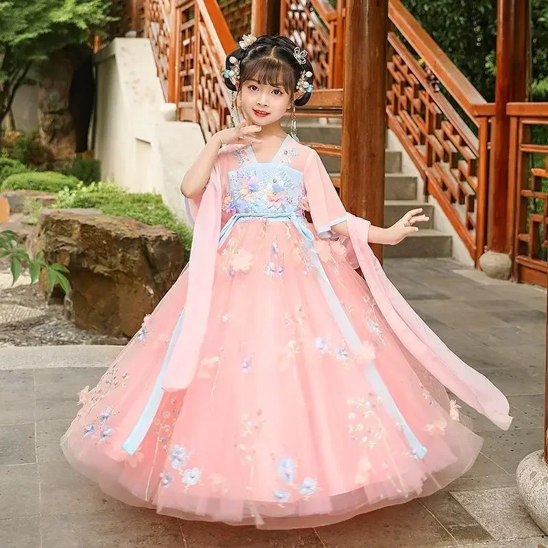 Princess Cosplay Chinese Hanfu Dresses Kids Party Vestidos Baby Long Girls Traditional Clothing Children Girl Fairy Dress Summer