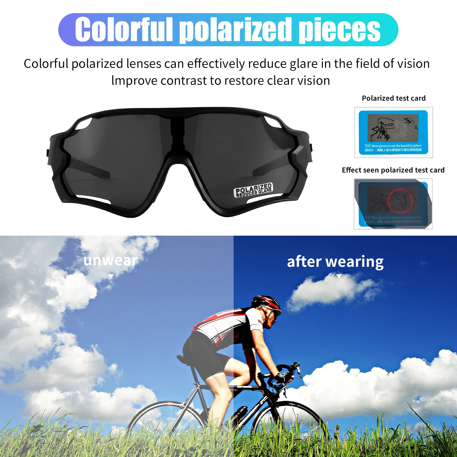 Kapvoe MTB Bike Eyewear Man Woman Cycling Sunglasses UV400 Polarized Bicycle Glasses Sports Racing Riding Goggles Ciclismo