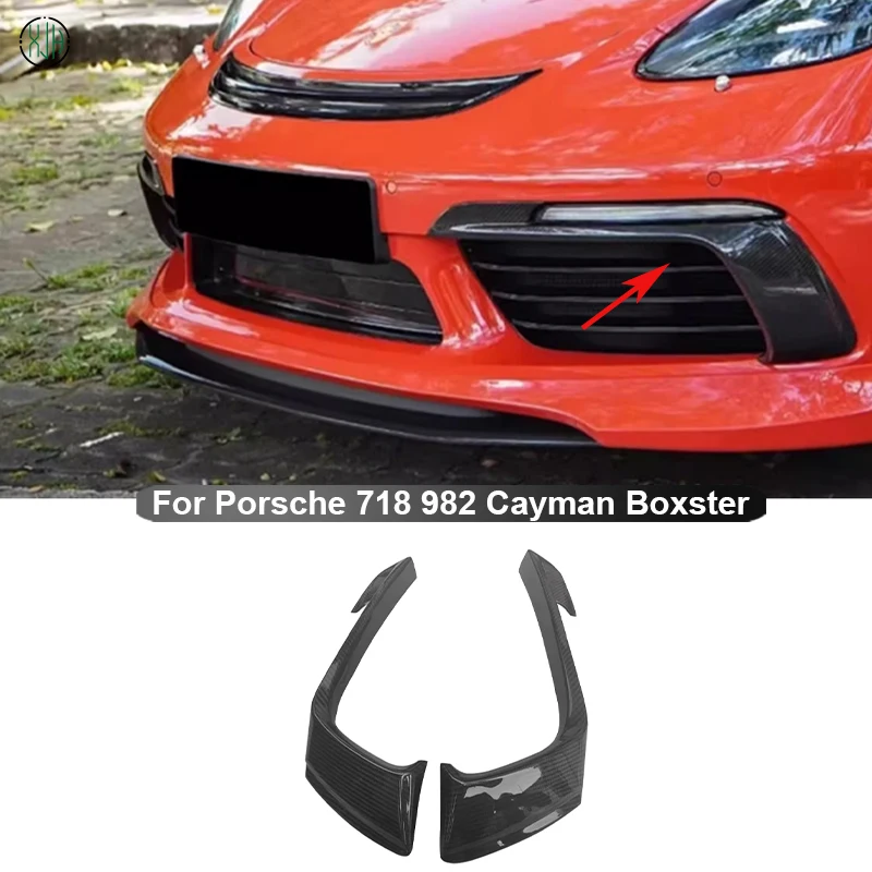 

Carbon Fiber For Porsche 718 982 Cayman Boxster Wind knife Front Bumper Blade Fog Lamp Tuyere Splitter Upgrade Body kit