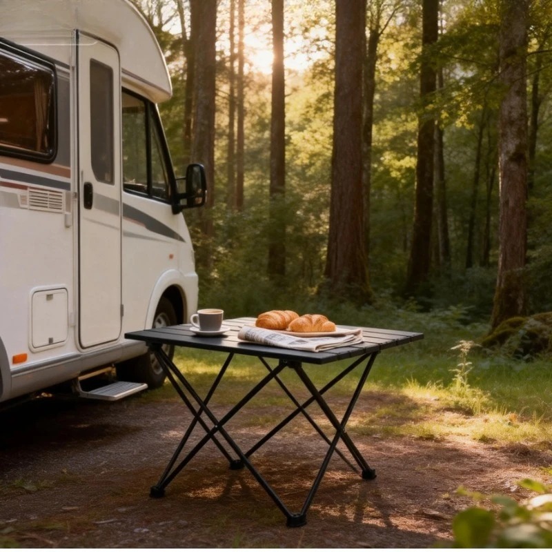 Ultra-Lightweight Aluminum Folding Camping Table - Heavy Duty Portable Outdoor Picnic & BBQ Table, Compact for Travel