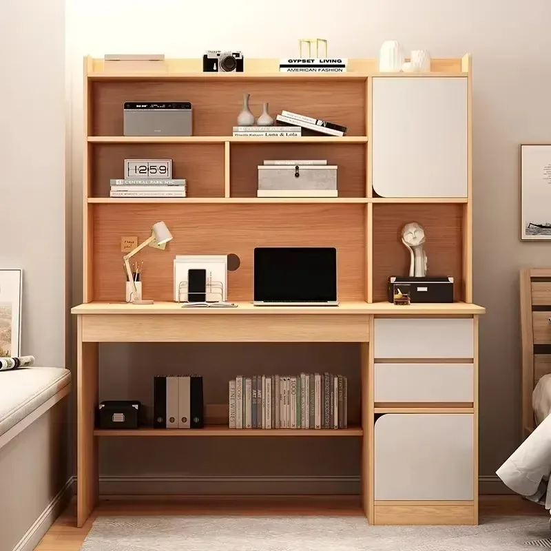 Simple Desk Bookshelf All-in-one Computer Desk Storage Space Student Home Study Bedroom Office Desk With Furniture