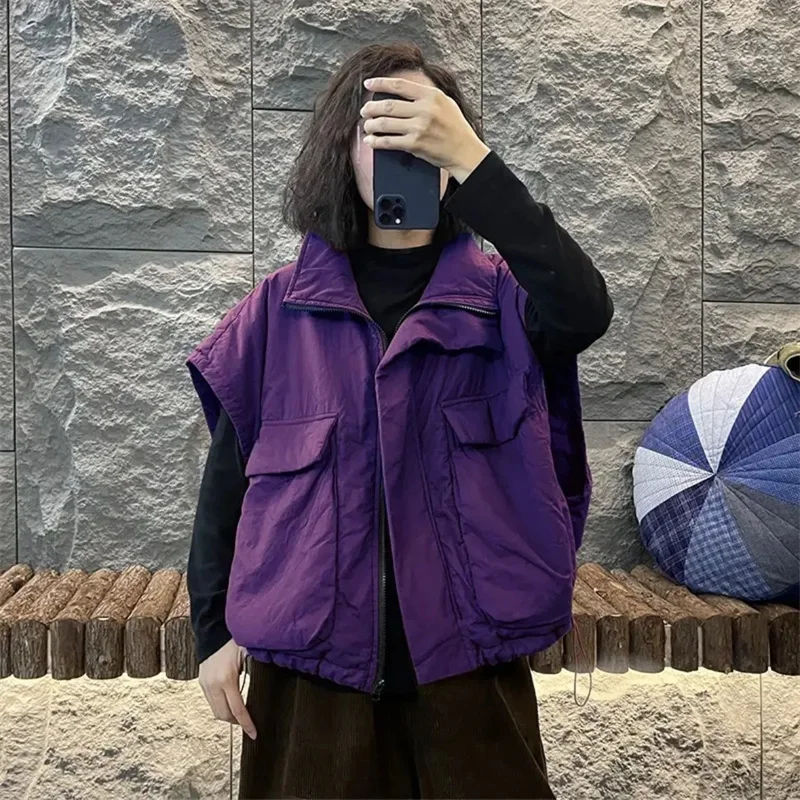 2026 الخريف الشتاء القطن سترة المرأة قصيرة سستة سترة قطن فضفاضة تنوعا جيب كبير أكمام القطن معطف سترة #2