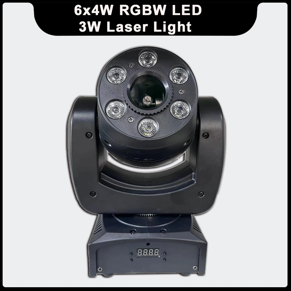 

YUER 6x4W RGBW LED 3W Colorful Laser Wash Moving Head Light DMX for DJ Club Bar Party Christmas Lighting Stage Effect Lights