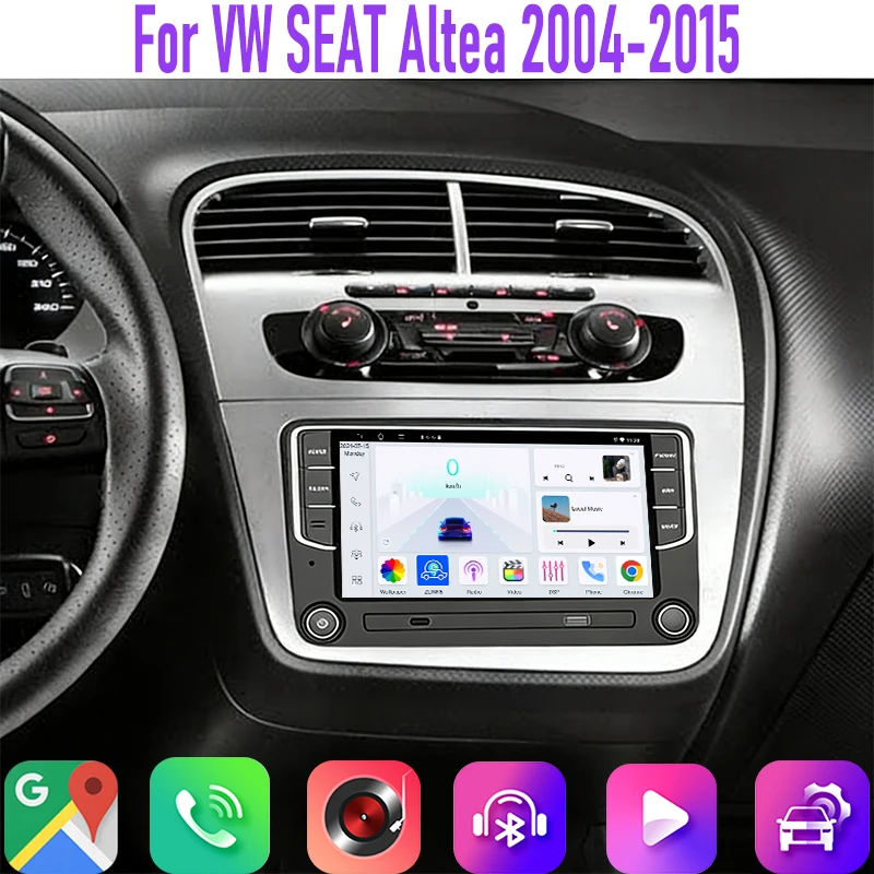 

7" 4GB+64GB For VW SEAT Altea 2004-2015 Car Radio Google Map Head Unit GPS Reversing Image Rear Camera Android 15 Auto
