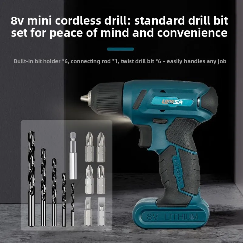 Continuously Variable Speed Electric Mini Cordless Impact Drill Electric Screwdriver Handheld Lithium-Ion Power Tool Household