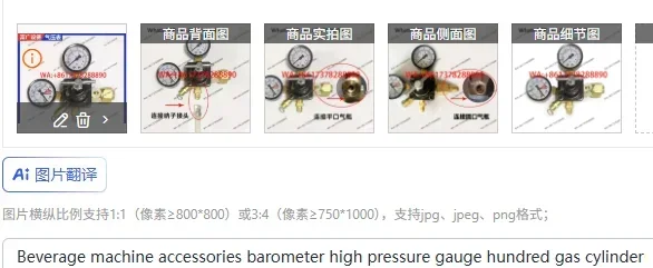 Beverage Machine Accessories High Pressure Gauge Barometer Gas Cylinder Reducing Valve Service round Mouth Flat Head for Beverag