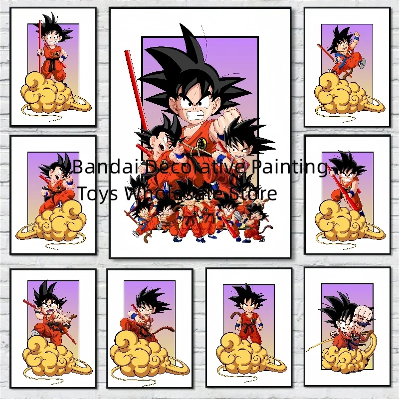 Classic Anime Vintage Canvas Painting Super Saiyan Goku Dragon Ball Pictures Art Home Decor camera da letto poster per regali con stampa murale