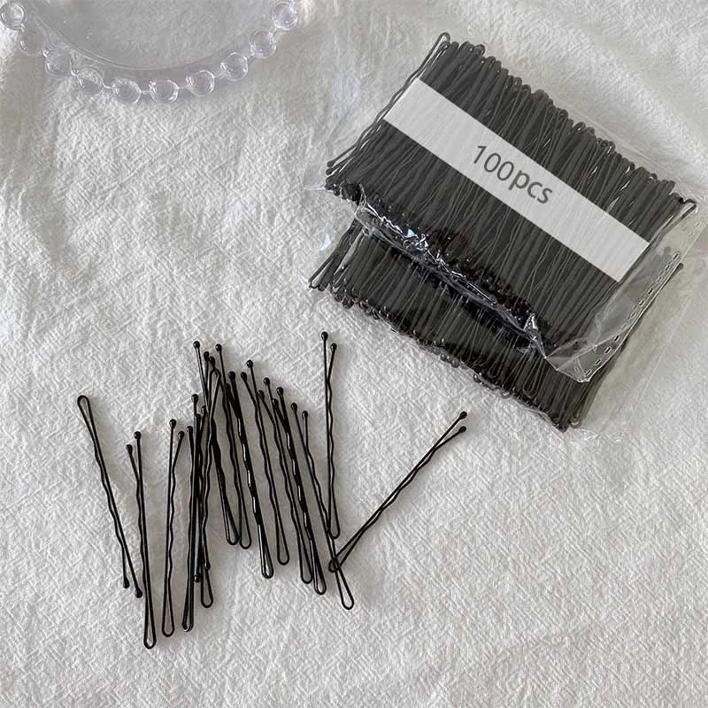 100pcs Hairpin Female Steel Clip Headdress Card Hairpin Black One Clip Bangs Clip Top Clip Side Clip Broken Hairpin