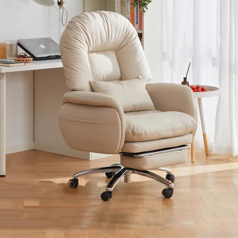 Leather Office Chair High Back Swivel Task Chair with Wheels Comfortable Ergonomic Computer Desk Chair Home Living Room Study