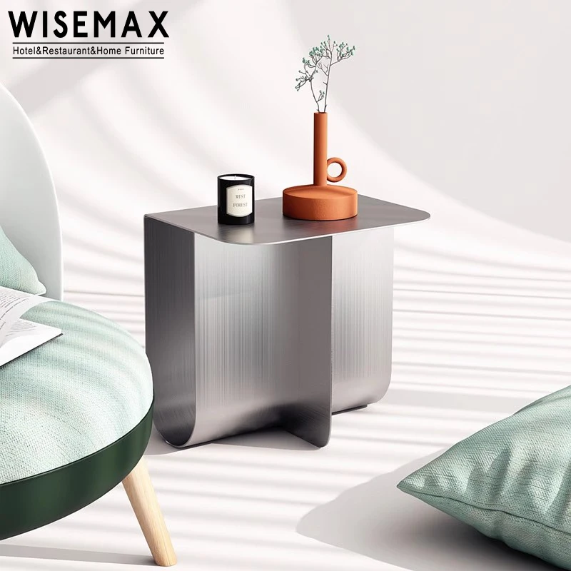 WISEMAX furnitur Modern ruang tamu Sofa furnitur mewah meja kopi atas logam dengan dasar penyimpanan meja samping baja tahan karat