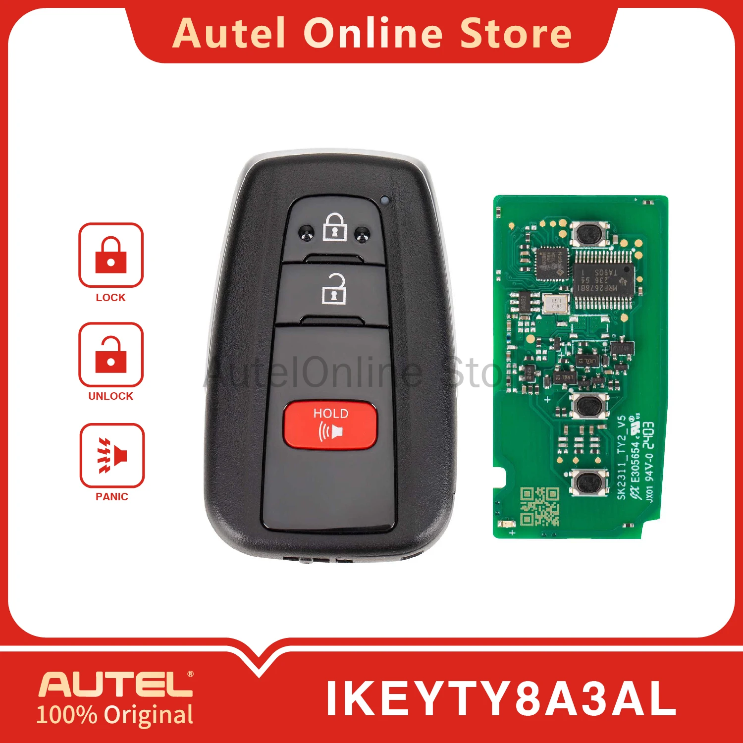 

AUTEL IKEYTY8A3AL 3-кнопочный универсальный смарт-ключ дистанционного управления для KM100/IM508/IM608 для Toyota