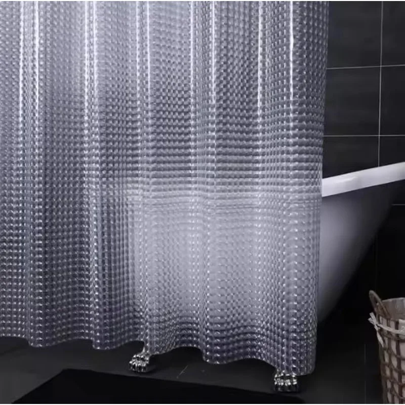 Thickened waterproof 3D shower curtain, mildew-proof bathroom curtain, household toilet shower partition curtain