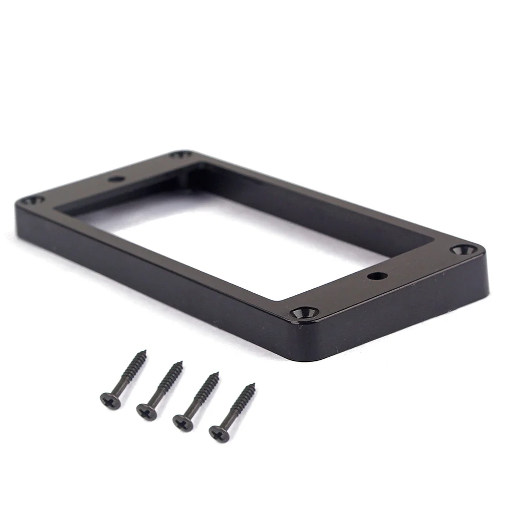 Plastic Flat High Double Coil Electric Guitar Pickup Ring Humbucker Frame Mounting Ring with 4 Screws GB305M (Black)