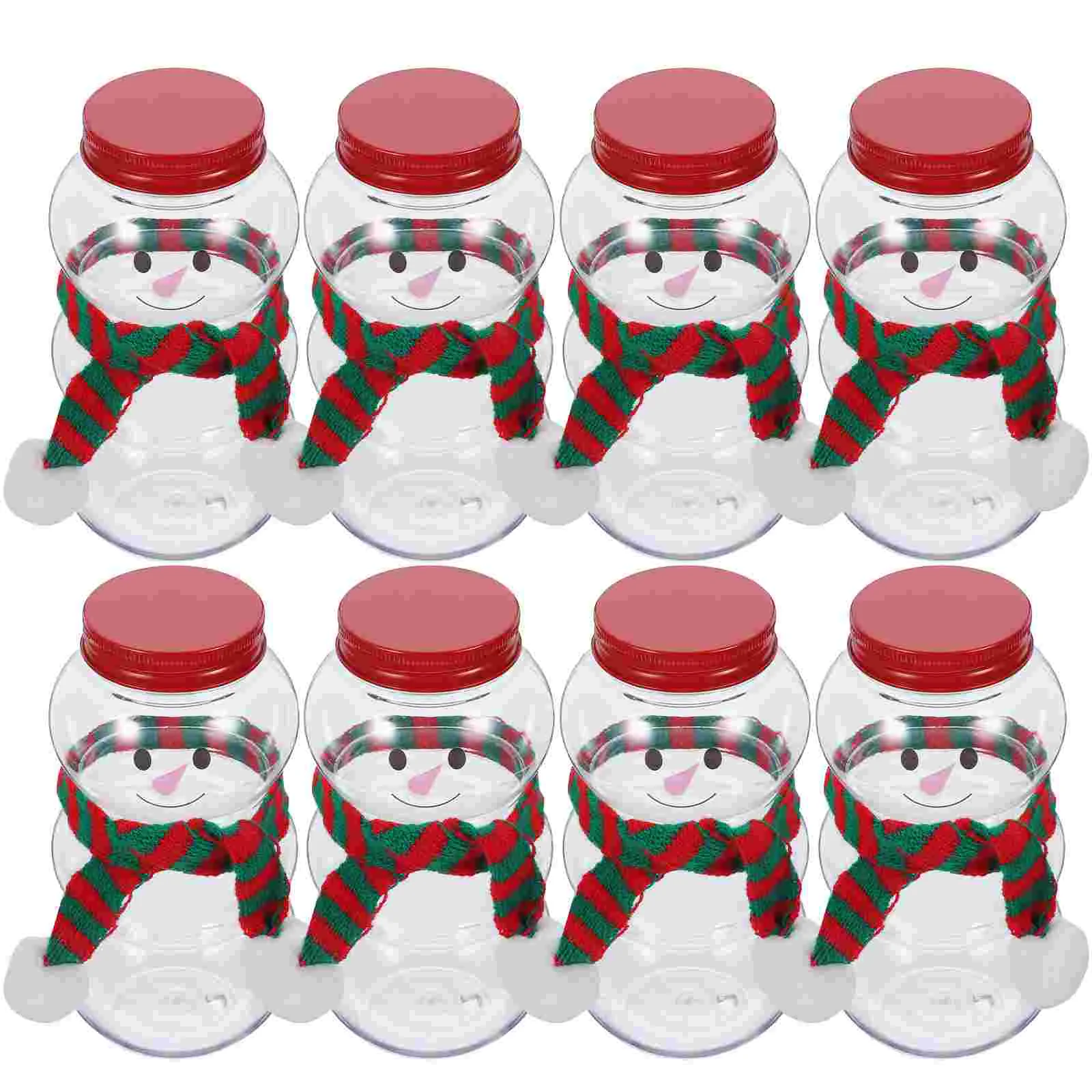 

Snowman Plastic Juice Bottles Scarves Clear Christmas Candy Jar Empty Reusable Water Bottles
