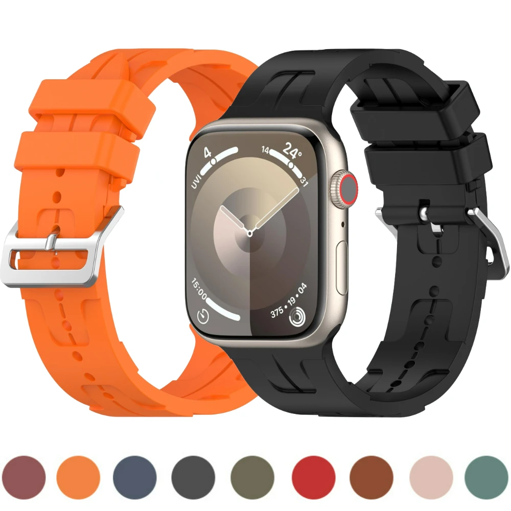 

Silicone Strap for Apple Watch 45mm 41mm 49mm 44mm 40mm 46mm 42mm 38mm Sport Watchband iWatch Series Ultra 10 9 8 7 6 5 SE Band