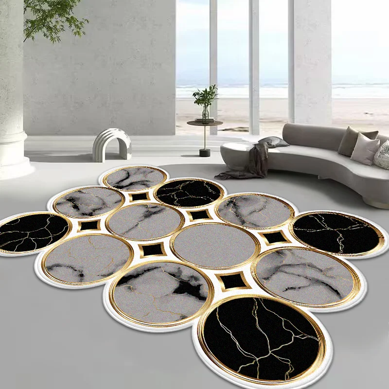 سجادة ذهبية فاخرة على شكل خاص لتزيين غرفة المعيشة، سجادة غرفة نوم الأطفال غير قابلة للانزلاق وقابلة للغسل، سجادة مساحة كبيرة