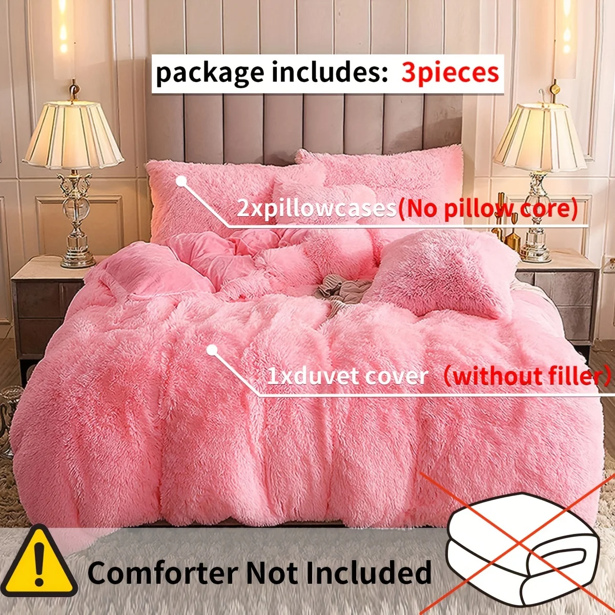 3-Piece Luxurious Plush Duvet Cover Set – Cozy & Soft Bedding, Perfect for Bedroom Comfort, Ideal for Guest Rooms and Dorm Aesth