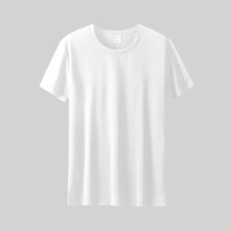 T-shirts d'été pour hommes en soie glacée, couleur unie, respirants, séchage rapide, pour le fitness, le sport et la course à pied