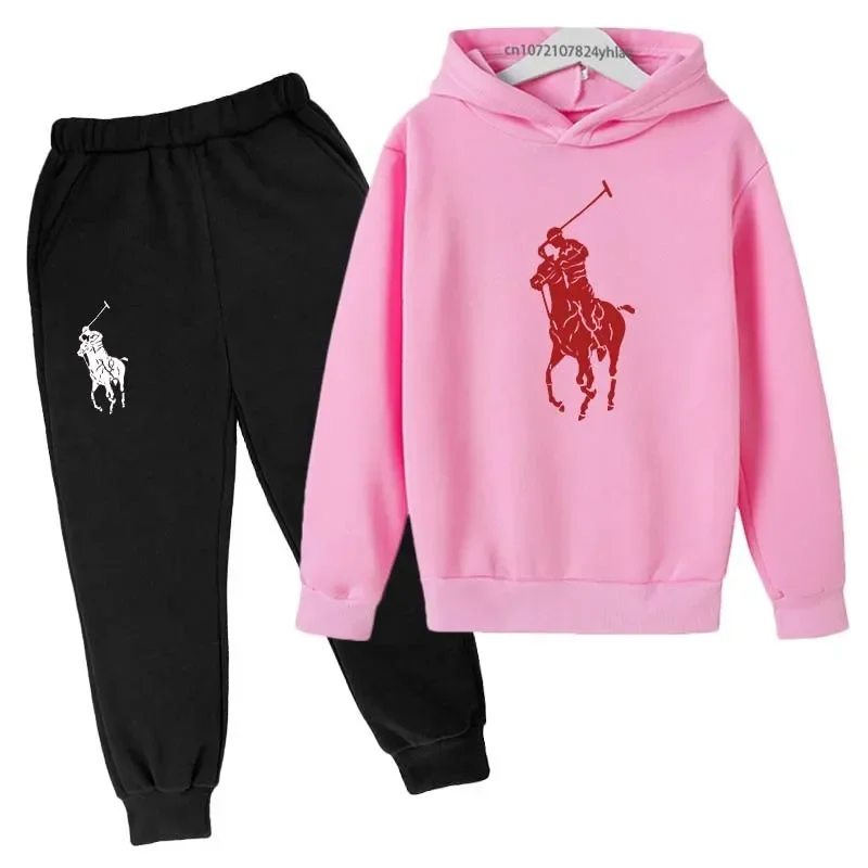 Kids Leisure Spring Autumn 2Pcs Simple Print Hoodie+Jogging Pants Tracksuits 2-13 Years Boys Girls Casual Outfits Children Sets