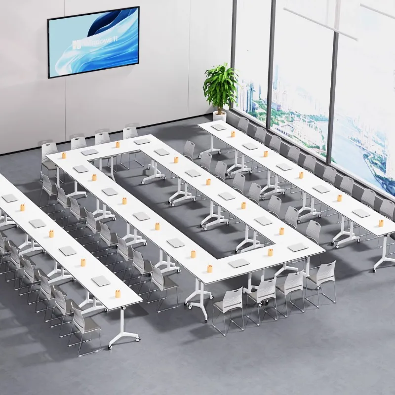 

Indoor furniture can be spliced folding training table and chairs can be moved combination desk with wheels long table training