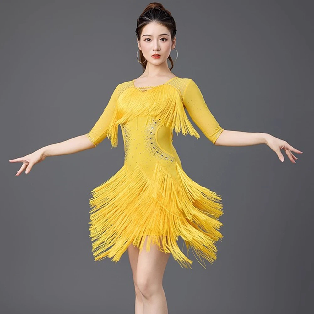 Costumi da ballo latino viola Costumi con nappe da donna Sala da ballo Salsa Abiti da palcoscenico Rumba Abiti con frange