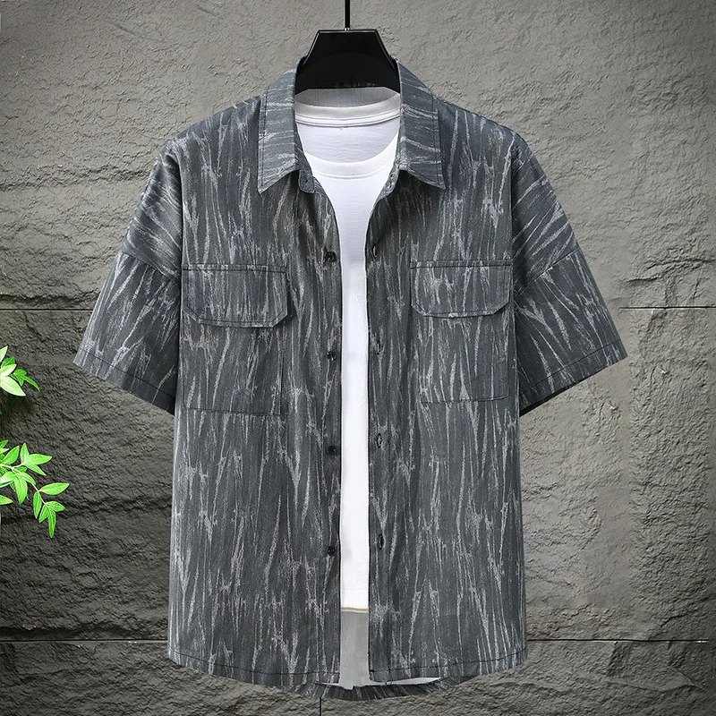 Summer Men Plus Size 160KG Loose Top Cotton Casual Shirt