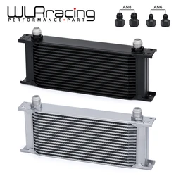 16 Row Universal British Type Aluminum Engine Transmission Oil Cooler With 10AN Female to 8AN 6AN Male Fitting Adapter WLR7016