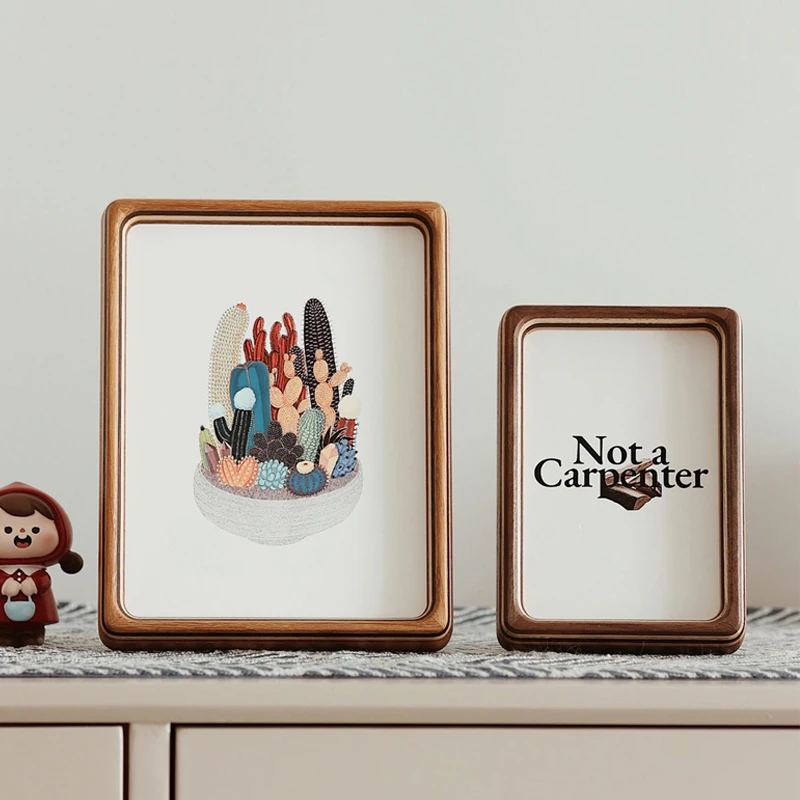 Black Walnut Solid Wood Rounded Corner Photo Frame Couple photo display Wooden Picture Frame Artwork Holder Desktop Decor