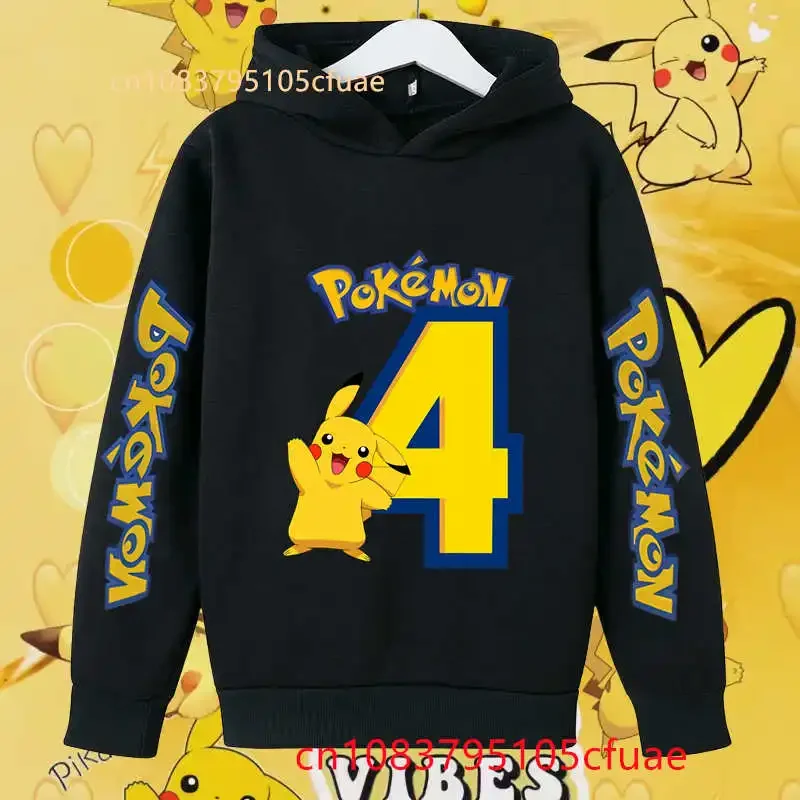 طفل الفتيان الخريف بيكاتشو عيد ميلاد البلوز الأطفال بلايز + السراويل Kawaii بوكيمون أرقام 1-12 هوديي مجموعة طفل ملابس الفتيات الملابس #5