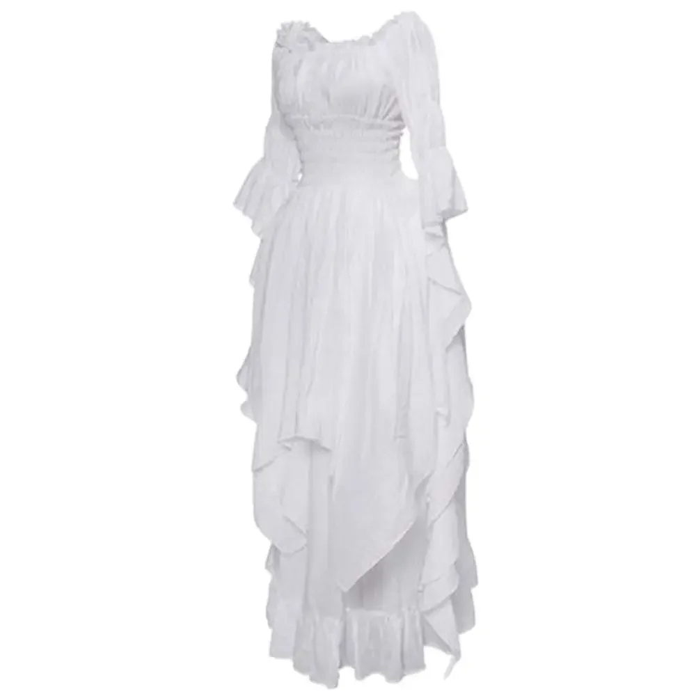 

Pop Halloween Women European Medieval Court Fancy Vampire Cosplay Costume Carnival Vintage Strapless Long Sleeve Queen Elegant D