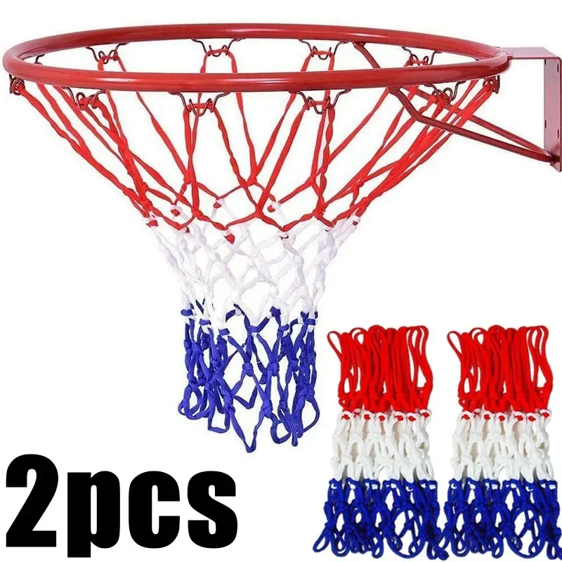 56 cm Outdoor-Sport-Basketballnetz, Standard-Basketballkorb mit Nylonfaden, Netznetz, 12 Schlaufen, dreifarbiges Universal-Basketballnetz