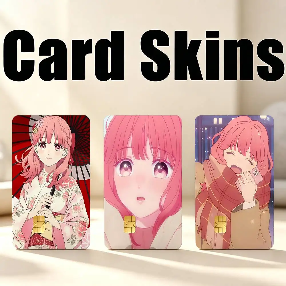 Yubisaki to Renren Y-Yuki Itose 1Set 4Pcs Card Skin Stickers, Waterproof Decorative Film for Credit Debit Bank Bus IC Cards