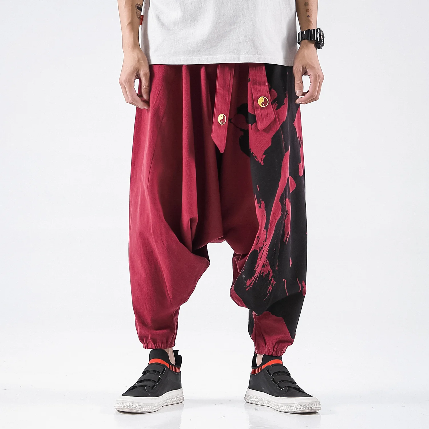 

Chinese Style Fashion Casual Baggy Pants Loose Plus Size Joggers Hip Hop Streetwear Harem Trousers Harajuku Men Clothing