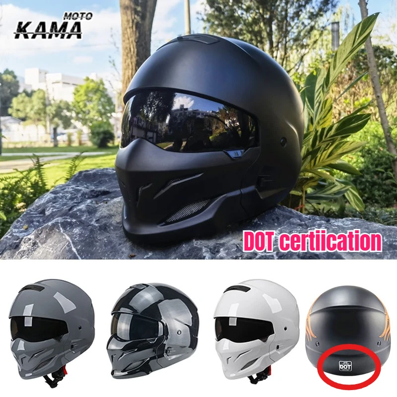 Retro Predator Helmet Full Face Multi-purpose Combination Helmet Motorcycle Locomotive Personality DOT Certified Helmet Capacete