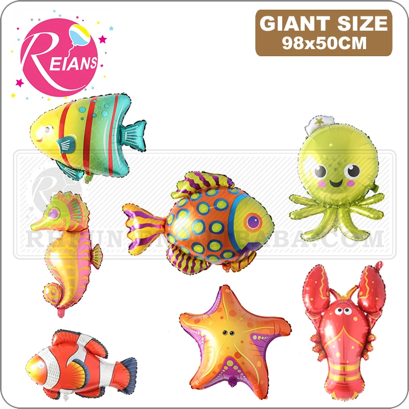 Large Fish Balloons, Foil Shark Balloon Sea World Horse Star Globos Birthday Party Decorations Kid Inflatable Toys Wedding Decor