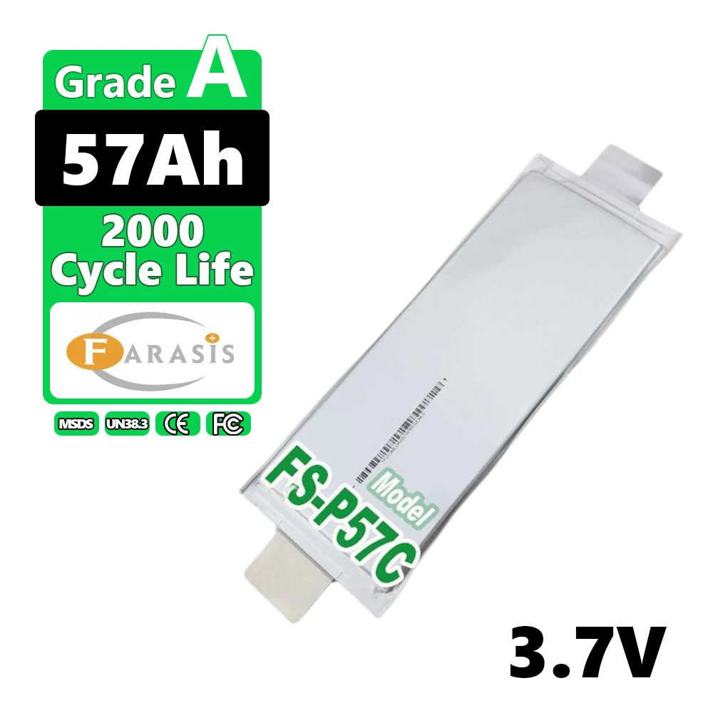 Farasis 3.7V 57Ah P57C Lithium Ion Pouch Battery Cell Semi Solid State Polymer Battery -30°C Low Temperature 2000+ Cycles