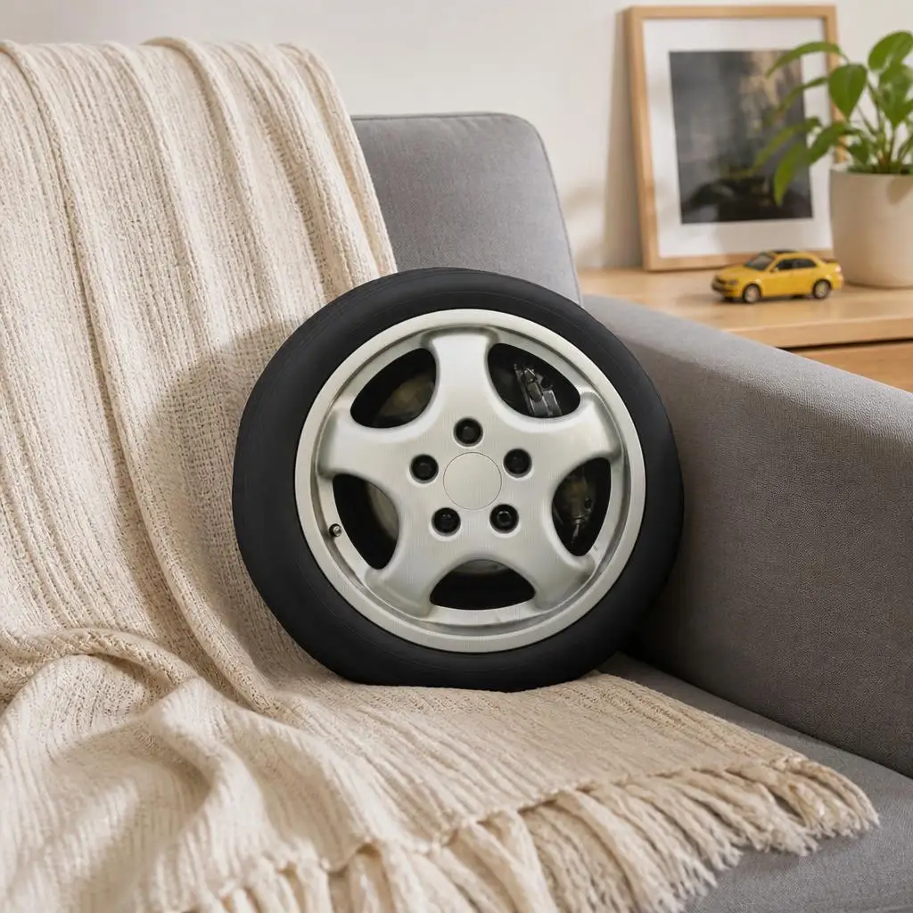 Car Wheel Tire Pillow Shaped Rim Cushion Automotive Throw Pillow Car Enthusiast Gift Living Room Sofa Accent Soft Home Decor