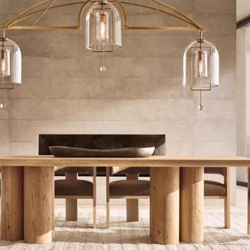 RH American Country Solid Wood Dining Table Home Oak Vintage Dining Table Six French Rectangular Conference Table Custom