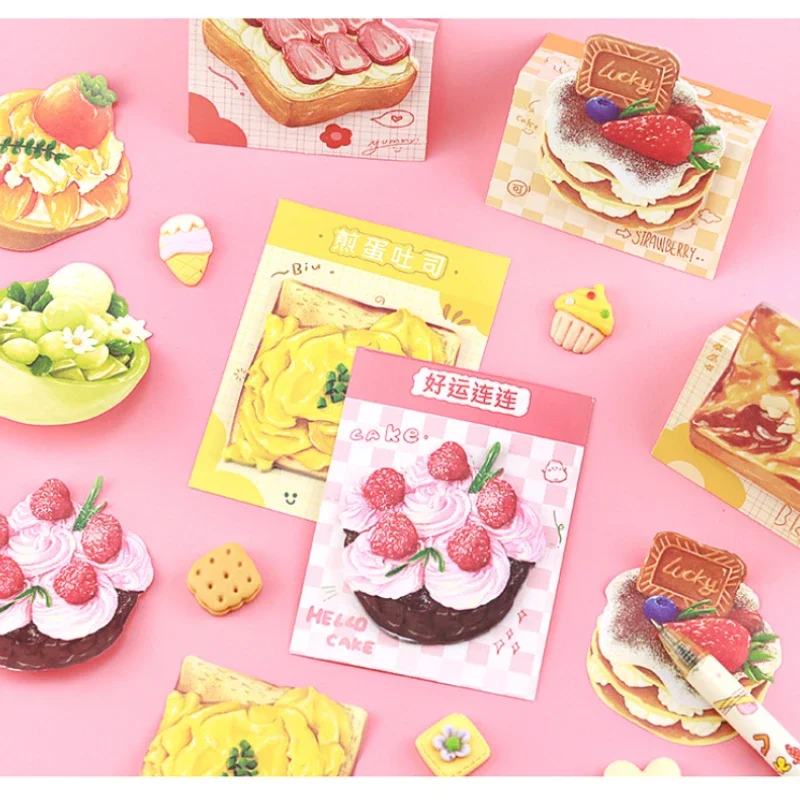 10Pcs/Lot Cute Bread Toast Cheese Sticky Notes Standing Notepad Kawaii Cartoon Food Memo Pad Scrapbooking Sticker Post N Times