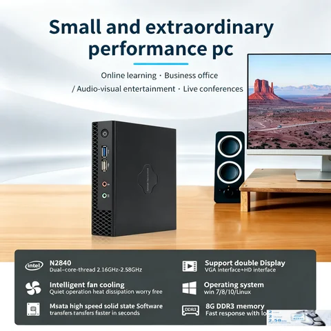 Mini PC Intel Celeron N400 HDMI DP VGA Gigabit LAN Type-C Thin Client Tiny Desktop Support Win10 Linux Office Home Computer NEW