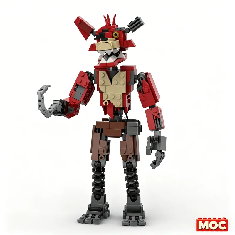 366PCS Withered Foxy Animatronic Figure MOC Model Custom Blocks DIY Assembly Children Educational Toy For Fans Collection Gift view 3