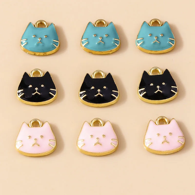 10 قطعة/الوحدة لطيف المينا جميل القط الصغير سحر القطط الصغيرة قلادة ل سوار قلادة اليدوية صنع المجوهرات DIY بها بنفسك #6