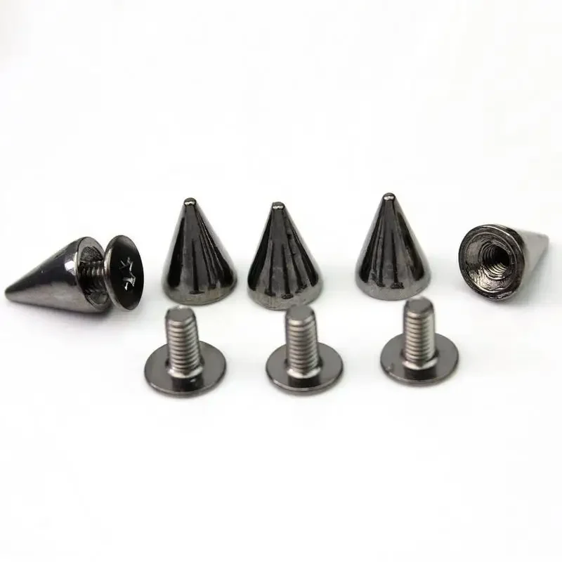 100Pcs Black Punk Spike Rivet Screw Bead DIY Metal Cone Studs Leather Craft Spots Rock