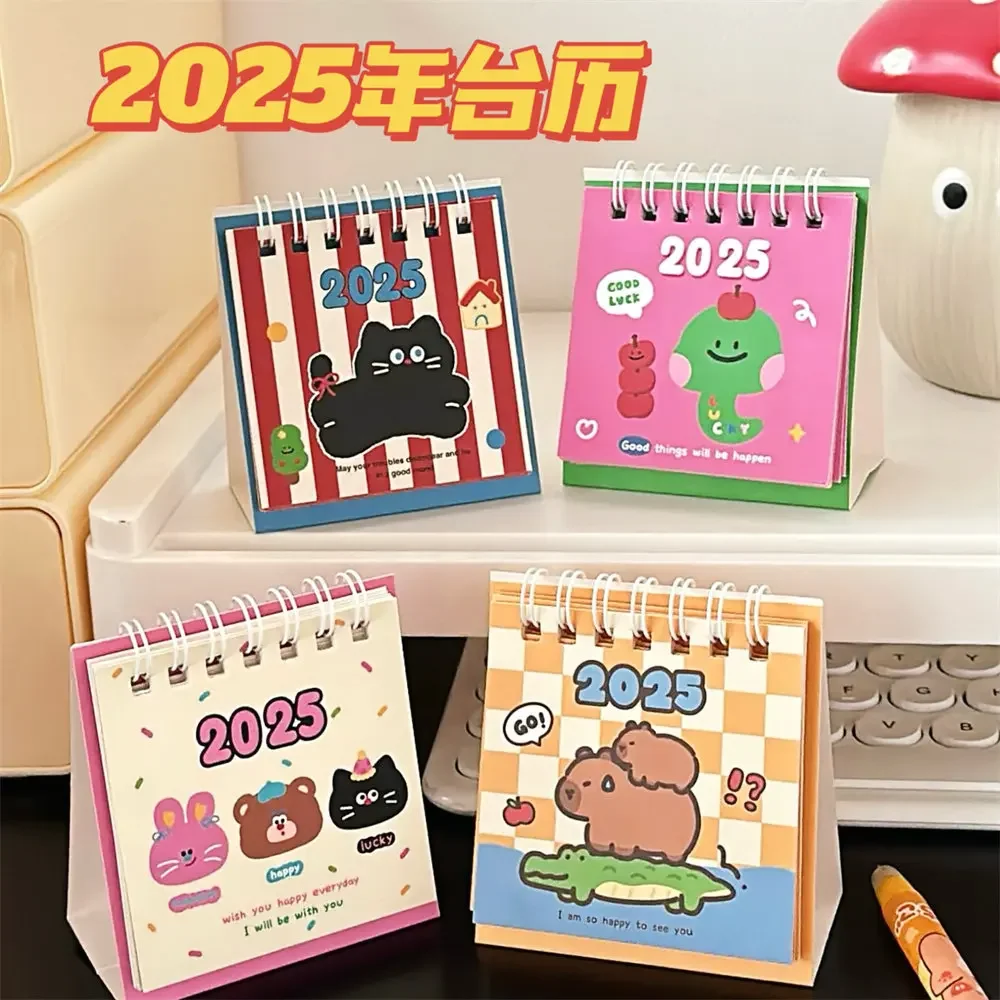 24Pcs Wholesale Cute Cartoon Mini Desk Calendar 2025 Desktop Calendar Student Office Simple Ornament