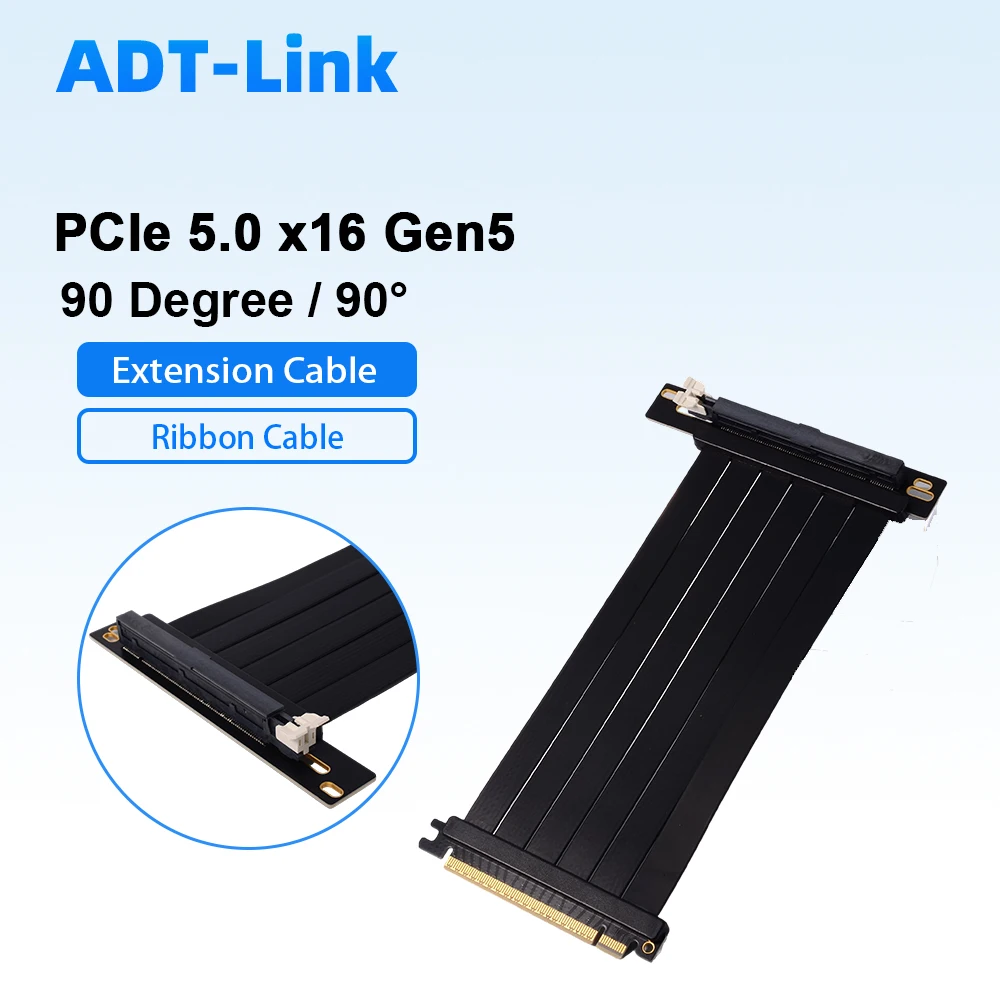 adt-link-90-degree-pcie-50-x16-single-row-extension-cable-ribbon-black-pci-e-gen5-riser-for-gpu-graphics-card-pc-case-modding