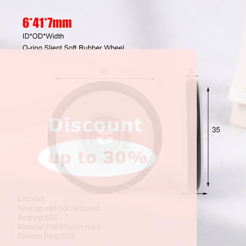 [6*41*7mm Buna-N Rubber O Rubber Ring 626 Bearing Moving Pulley Rubber Roller Mute Elasticity Roller Pulley]
