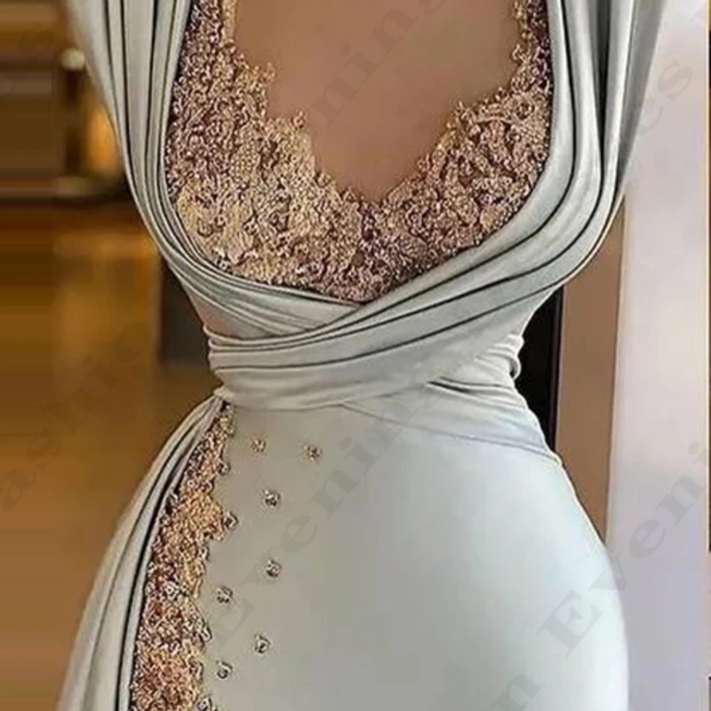 Pra Senin Satijnen Mooie Avondjurken Praáb Hist Elegante A-Line Off Shoulderouw Mloze High Split Eenvoudige Dweilen Galajurken